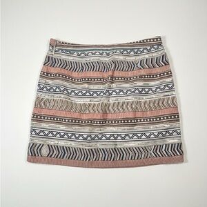 MNG Patterned Mini Skirt - Pink, Brown, and White